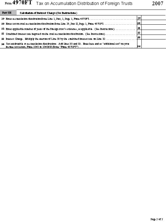 Form Part III 4970 FT Tax on Accumulation Distribution of Foreign Trusts 2007 Calculation