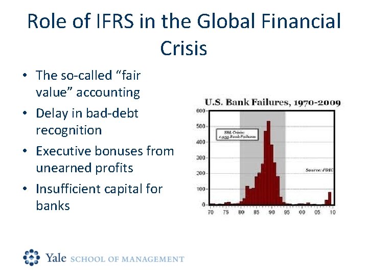 Role of IFRS in the Global Financial Crisis • The so-called “fair value” accounting