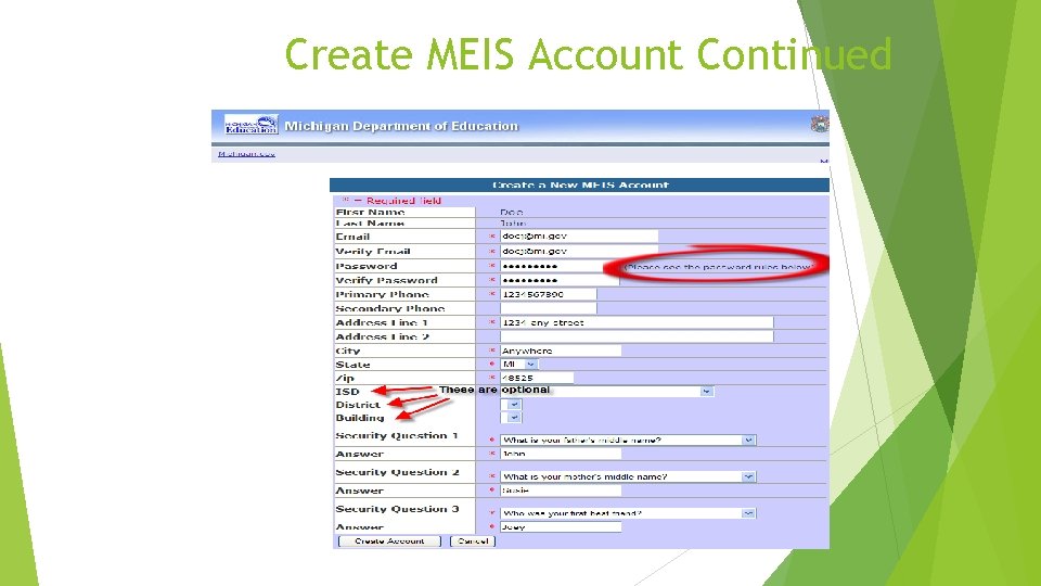 Create MEIS Account Continued 11/26/2020 26 Create MEIS Account Continued 11/26/2020 26