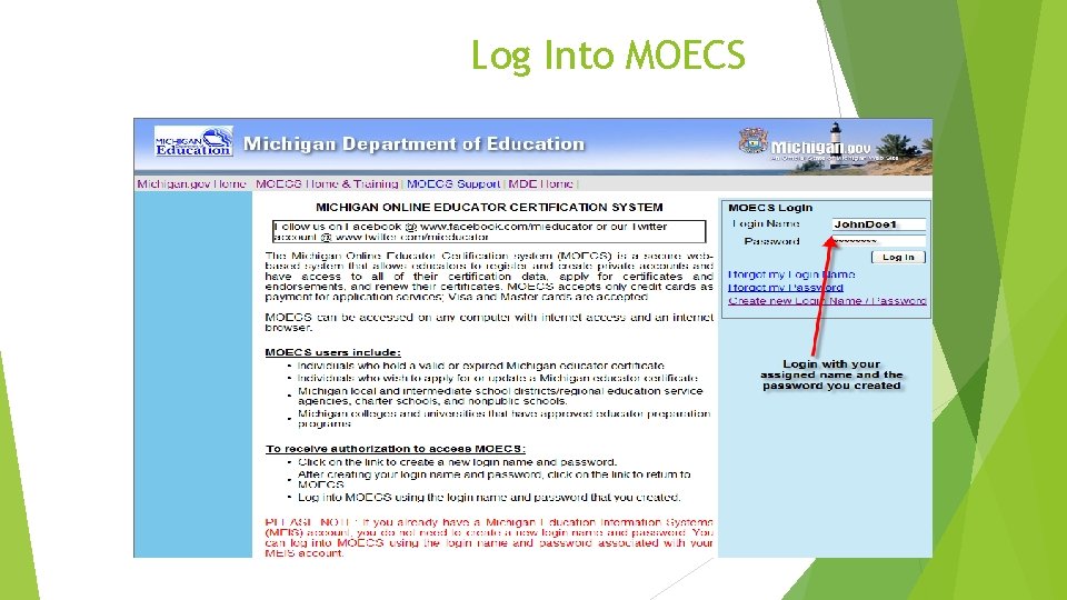 Log Into MOECS 11/26/2020 29 Log Into MOECS 11/26/2020 29