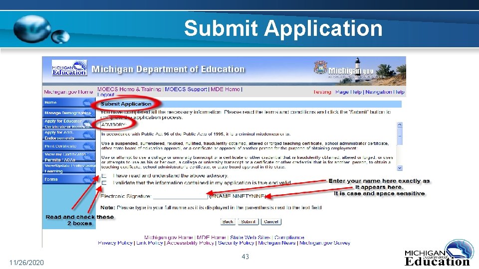Submit Application 11/26/2020 43 Submit Application 11/26/2020 43