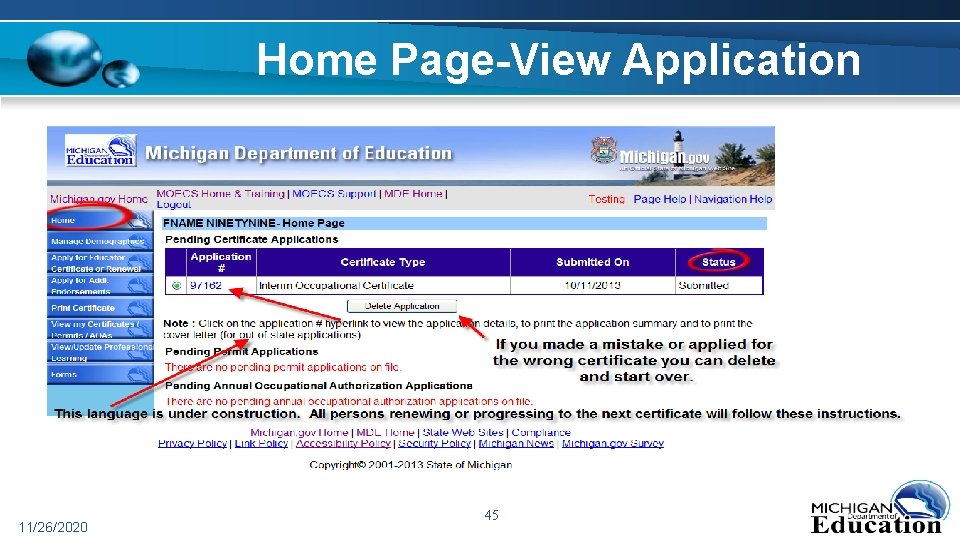 Home Page-View Application 11/26/2020 45 Home Page-View Application 11/26/2020 45