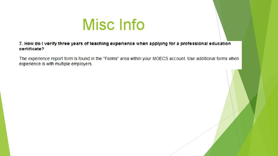 Misc Info Misc Info
