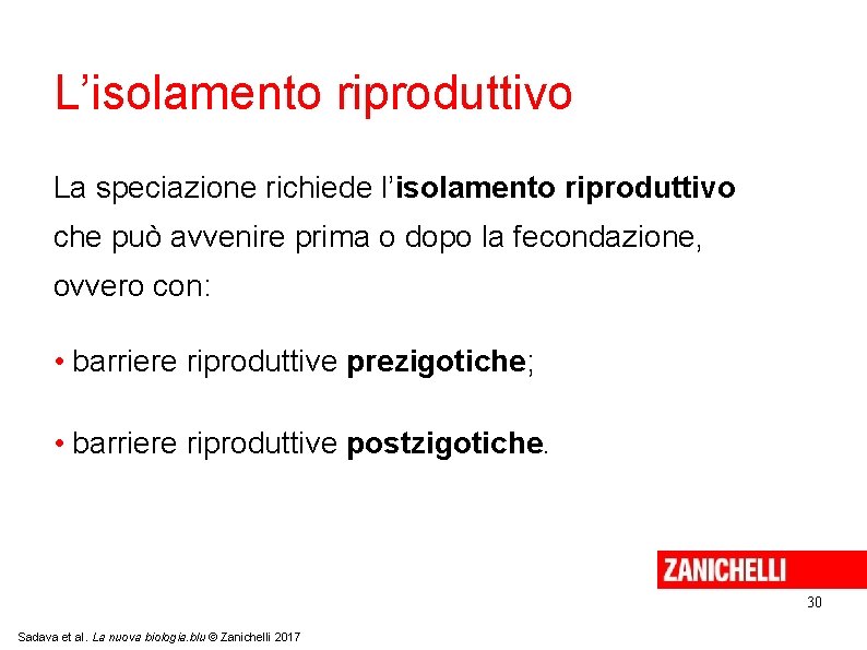 L’isolamento riproduttivo La speciazione richiede l’isolamento riproduttivo che può avvenire prima o dopo la L’isolamento riproduttivo La speciazione richiede l’isolamento riproduttivo che può avvenire prima o dopo la