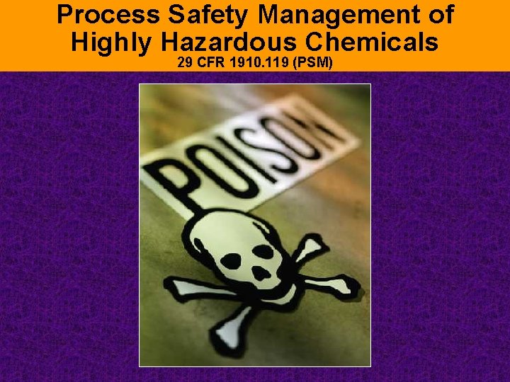 Process Safety Management of Highly Hazardous Chemicals 29 CFR 1910. 119 (PSM) 