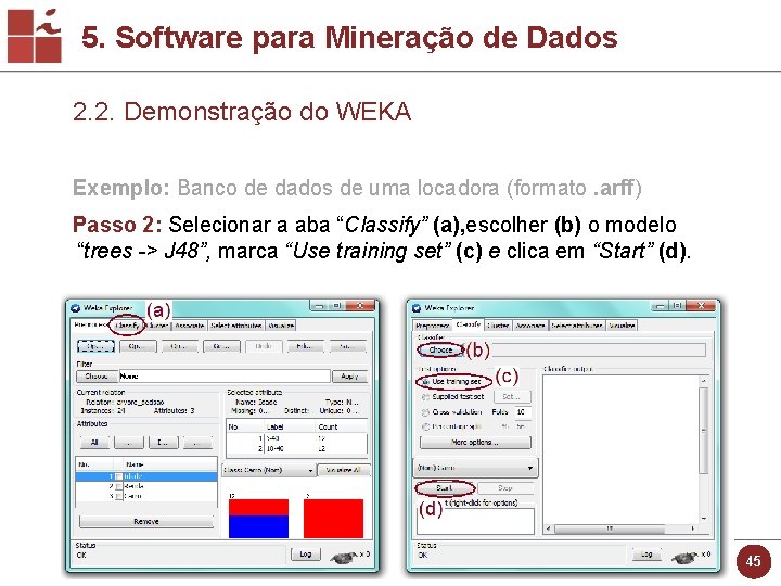 5. Software para Mineração de Dados 2. 2. Demonstração do WEKA Exemplo: Banco de