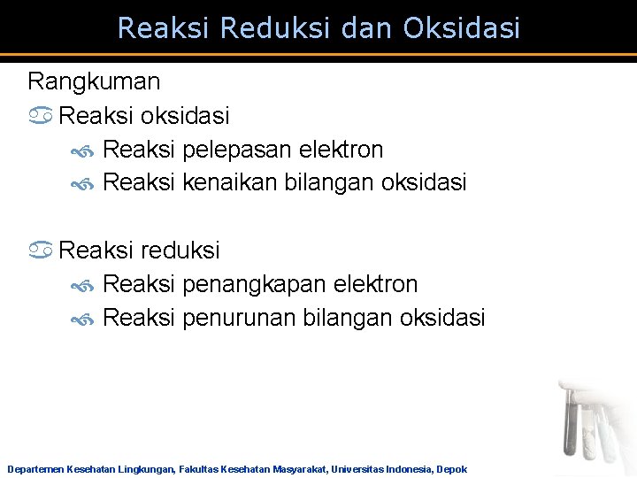Reaksi Reduksi dan Oksidasi Rangkuman a Reaksi oksidasi Reaksi pelepasan elektron Reaksi kenaikan bilangan Reaksi Reduksi dan Oksidasi Rangkuman a Reaksi oksidasi Reaksi pelepasan elektron Reaksi kenaikan bilangan