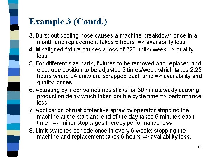 Example 3 (Contd. ) 3. Burst out cooling hose causes a machine breakdown once