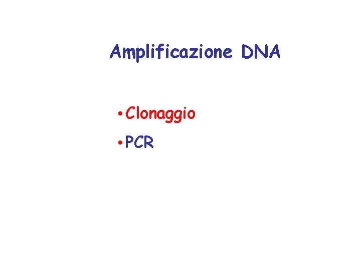 Amplificazione DNA • Clonaggio • PCR 