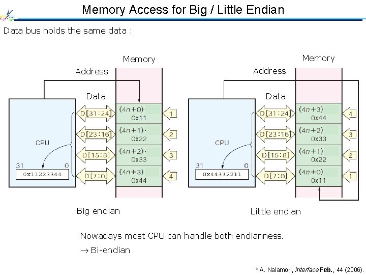 Memory Access for Big / Little Endian Data bus holds the same data :