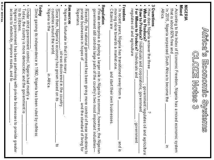 Africa’s Economic Systems CLOZE Notes 3 NIGERIA Mixed • According to the Index of