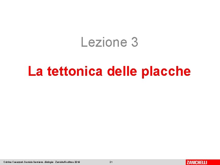 Lezione 3 La tettonica delle placche Cristina Cavazzuti, Daniela Damiano, Biologia, Zanichelli editore 2019