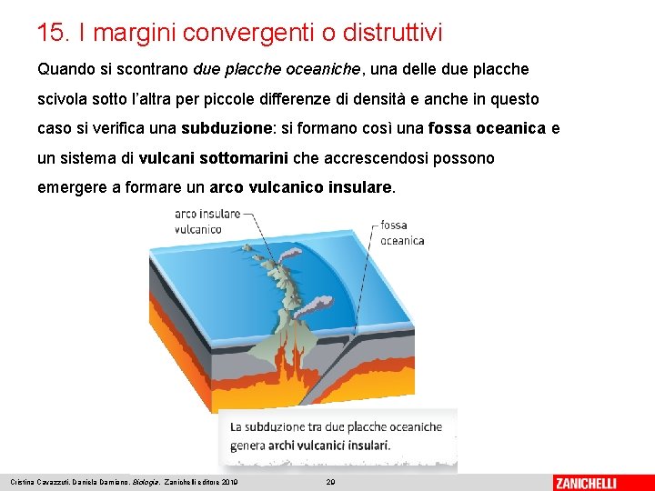 15. I margini convergenti o distruttivi Quando si scontrano due placche oceaniche, una delle