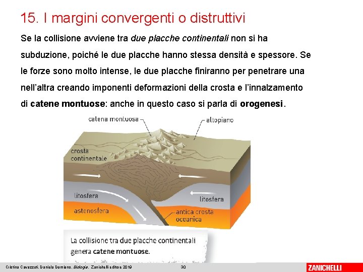 15. I margini convergenti o distruttivi Se la collisione avviene tra due placche continentali