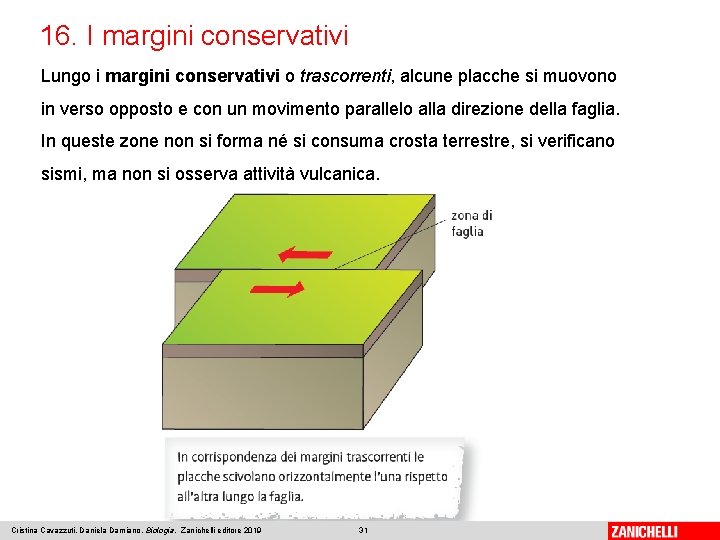 16. I margini conservativi Lungo i margini conservativi o trascorrenti, alcune placche si muovono