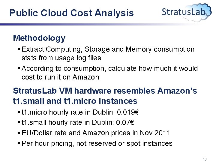 Public Cloud Cost Analysis Methodology § Extract Computing, Storage and Memory consumption stats from