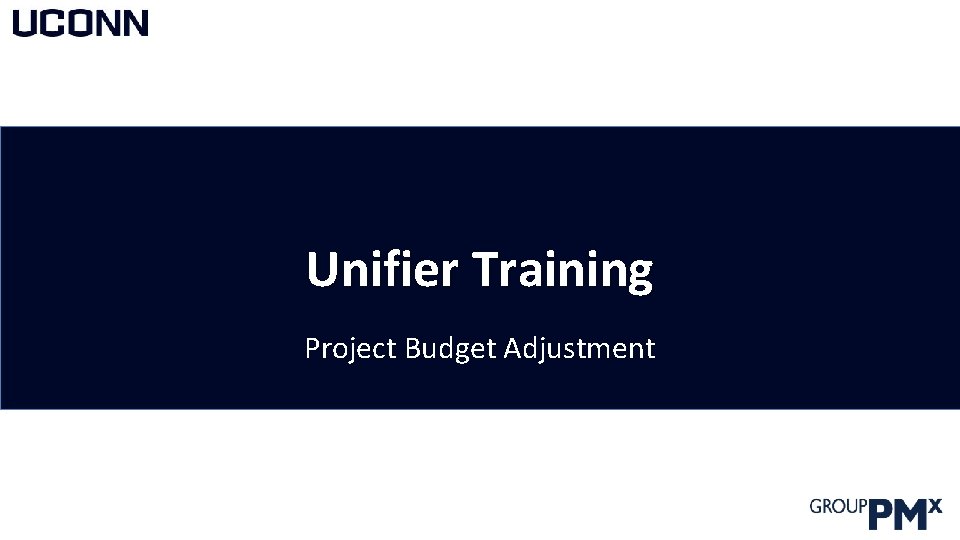 Unifier Training Project Budget Adjustment 