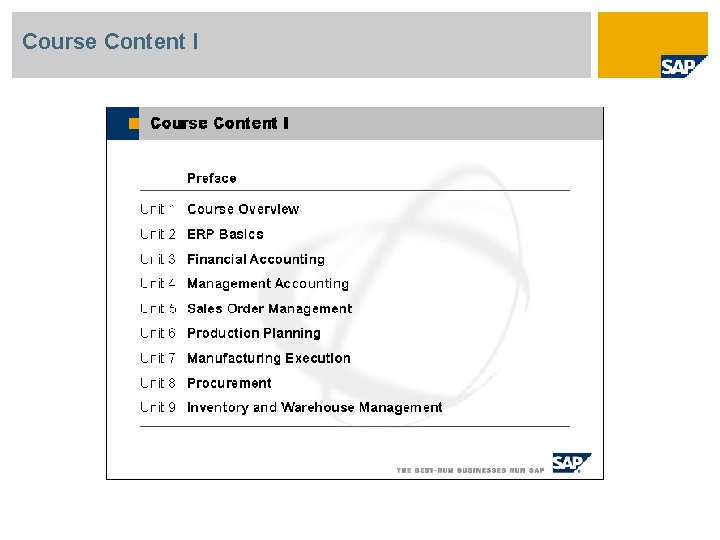 Course Content I 