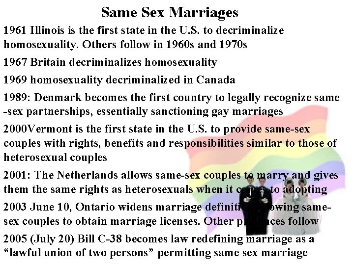 Same Sex Marriages 1961 Illinois is the first state in the U. S. to Same Sex Marriages 1961 Illinois is the first state in the U. S. to