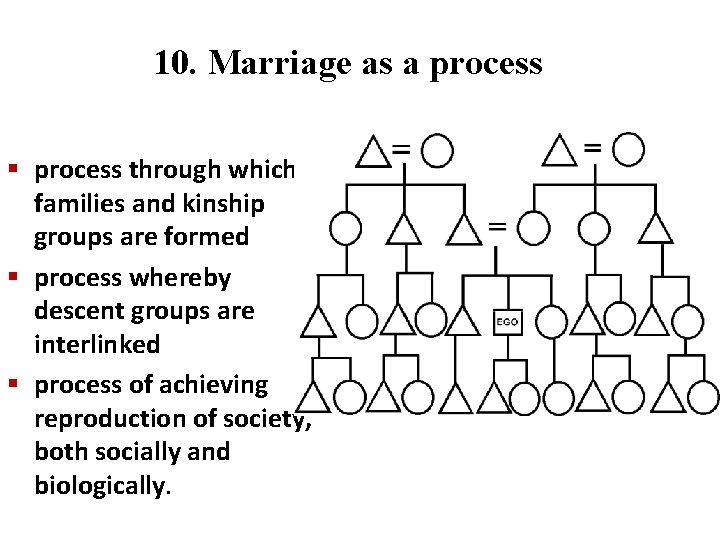 10. Marriage as a process § process through which families and kinship groups are 10. Marriage as a process § process through which families and kinship groups are