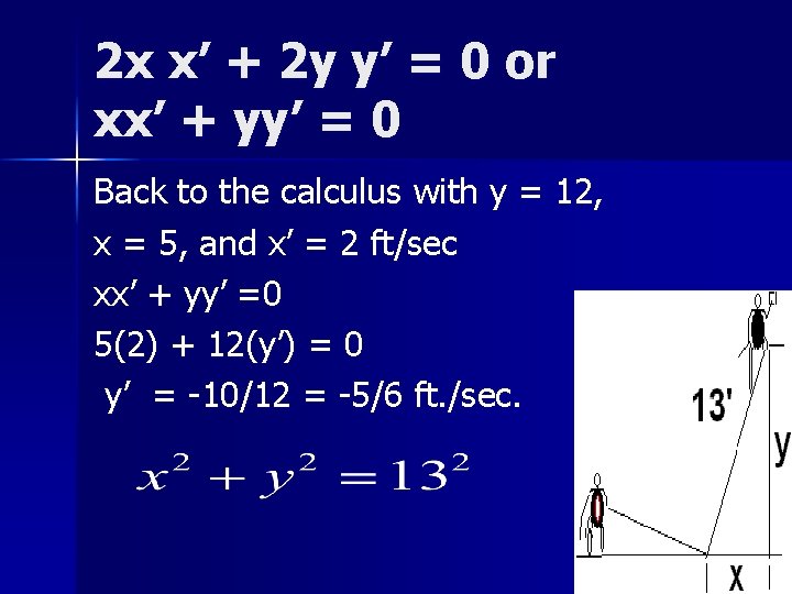 2 x x’ + 2 y y’ = 0 or xx’ + yy’ =