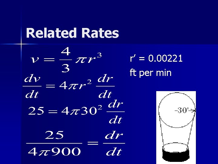 Related Rates r’ = 0. 00221 ft per min 