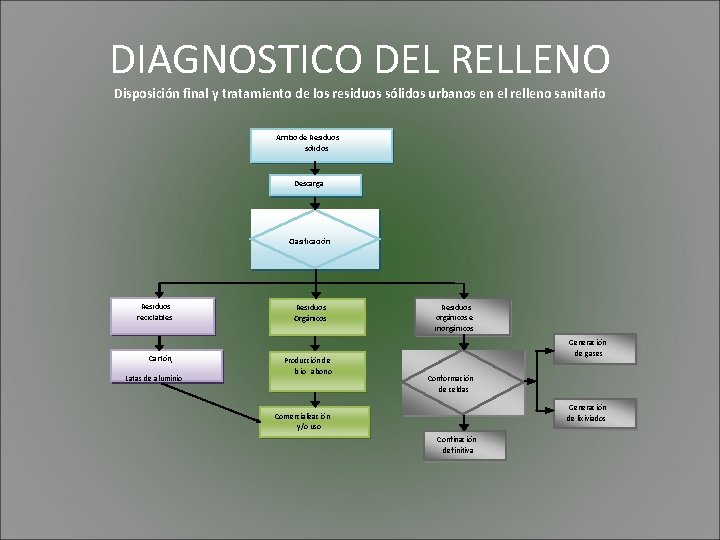 DIAGNOSTICO DEL RELLENO Disposición final y tratamiento de los residuos sólidos urbanos en el