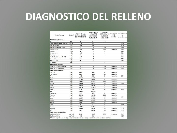 DIAGNOSTICO DEL RELLENO 