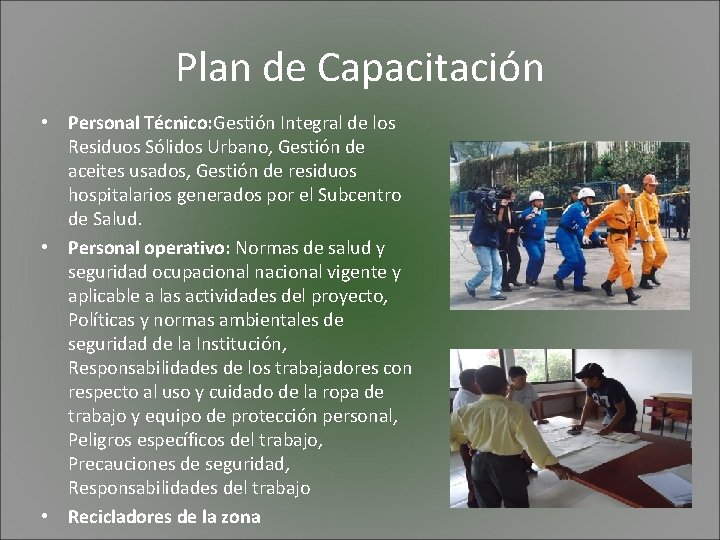 Plan de Capacitación • Personal Técnico: Gestión Integral de los Residuos Sólidos Urbano, Gestión