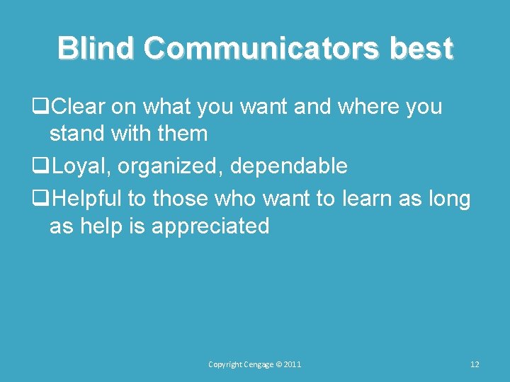 Blind Communicators best q. Clear on what you want and where you stand with Blind Communicators best q. Clear on what you want and where you stand with