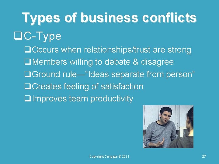 Types of business conflicts q. C Type q. Occurs when relationships/trust are strong q. Types of business conflicts q. C Type q. Occurs when relationships/trust are strong q.