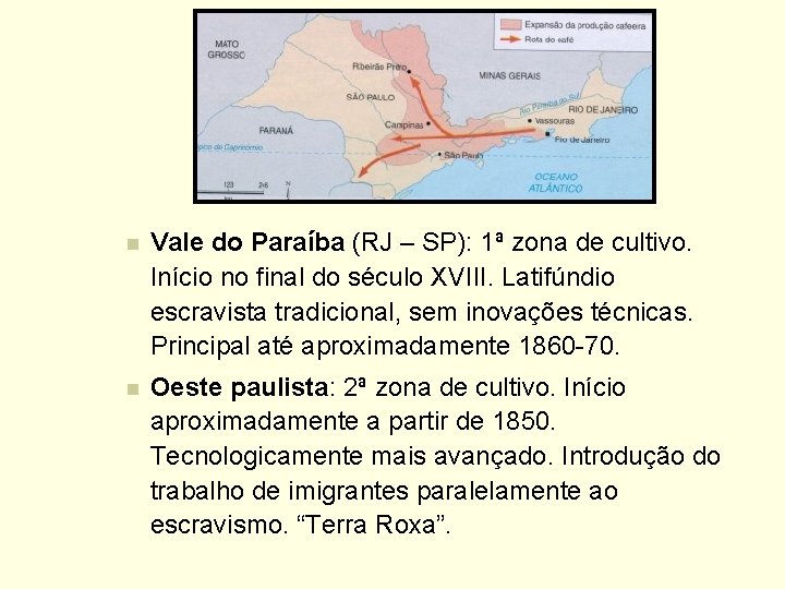 n Vale do Paraíba (RJ – SP): 1ª zona de cultivo. Início no final