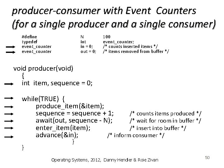 producer-consumer with Event Counters (for a single producer and a single consumer) #define typedef