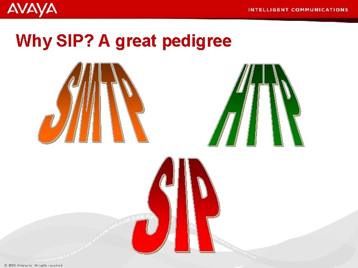 Why SIP? A great pedigree © 2009 Avaya Inc. All rights reserved. 