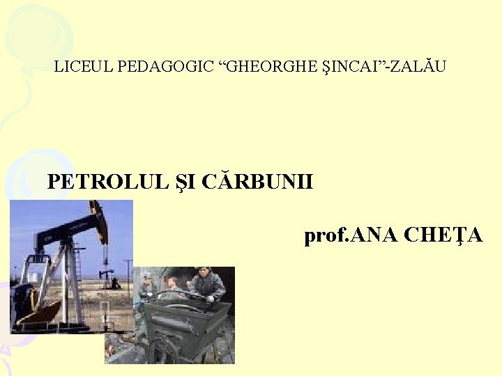 LICEUL PEDAGOGIC “GHEORGHE ŞINCAI”-ZALĂU PETROLUL ŞI CĂRBUNII prof. ANA CHEŢA 