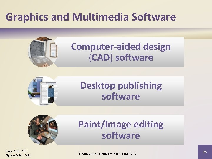 Graphics and Multimedia Software Computer-aided design (CAD) software Desktop publishing software Paint/Image editing software