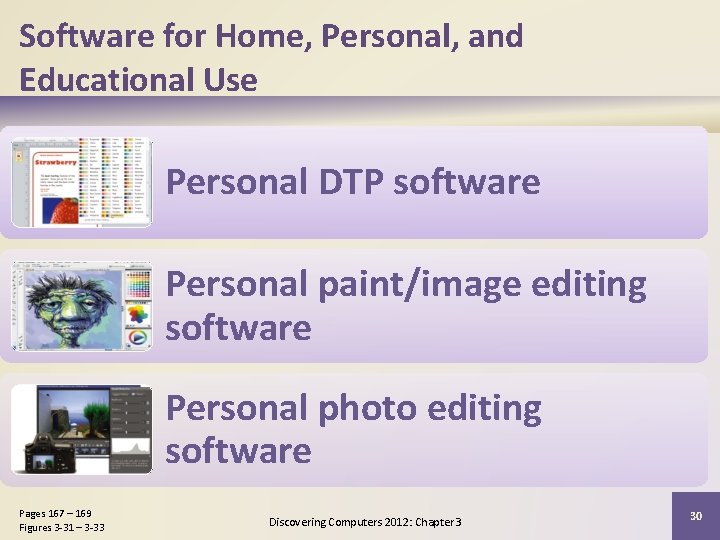 Software for Home, Personal, and Educational Use Personal DTP software Personal paint/image editing software