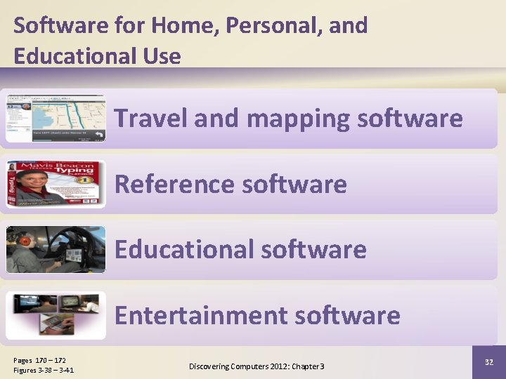 Software for Home, Personal, and Educational Use Travel and mapping software Reference software Educational