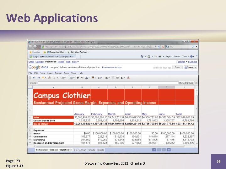 Web Applications Page 173 Figure 3 -43 Discovering Computers 2012: Chapter 3 34 