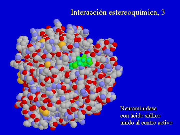 Interacción estereoquímica, 3 Neuraminidasa con ácido siálico unido al centro activo 