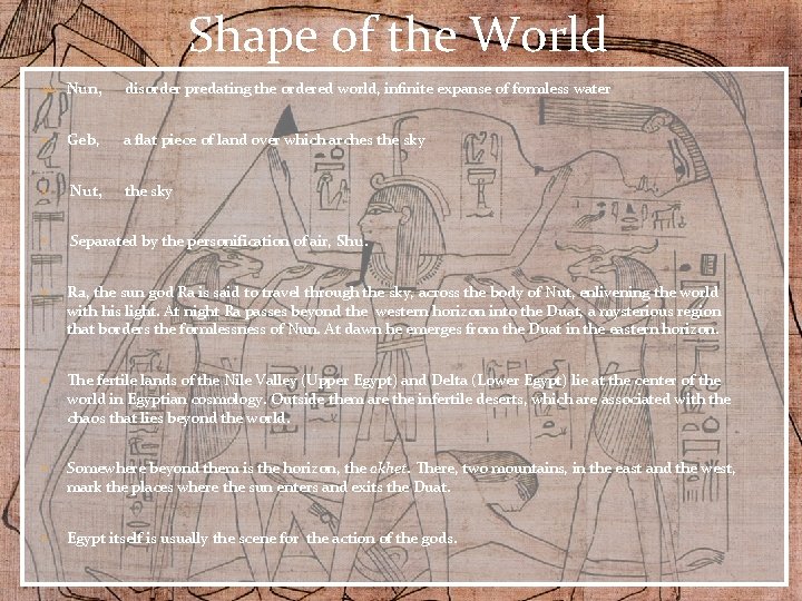 Shape of the World Nun, disorder predating the ordered world, infinite expanse of formless