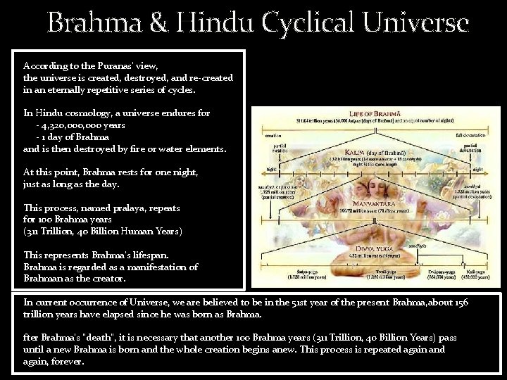 Brahma & Hindu Cyclical Universe According to the Puranas’ view, the universe is created,