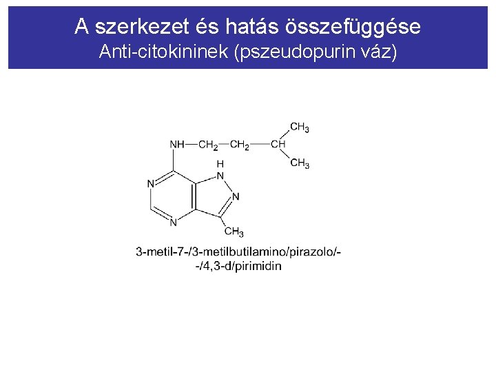 A szerkezet és hatás összefüggése Anti-citokininek (pszeudopurin váz) 