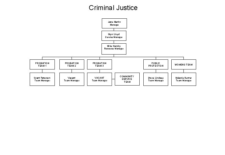 Criminal Justice Jane Martin Manager Glyn Lloyd Service Manager Mike Hendry Resource Manager PROBATION Criminal Justice Jane Martin Manager Glyn Lloyd Service Manager Mike Hendry Resource Manager PROBATION
