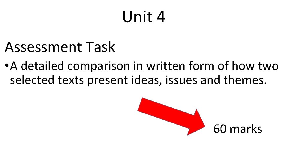 Unit 4 Assessment Task • A detailed comparison in written form of how two