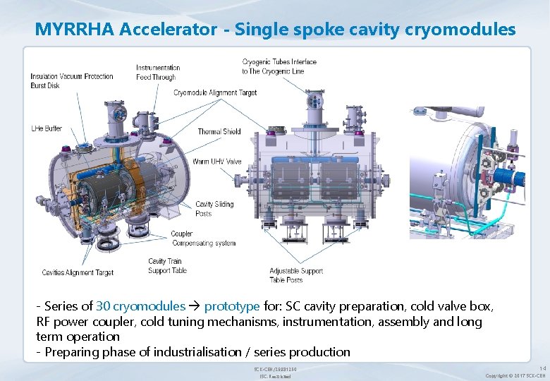 MYRRHA Accelerator - Single spoke cavity cryomodules - Series of 30 cryomodules prototype for: