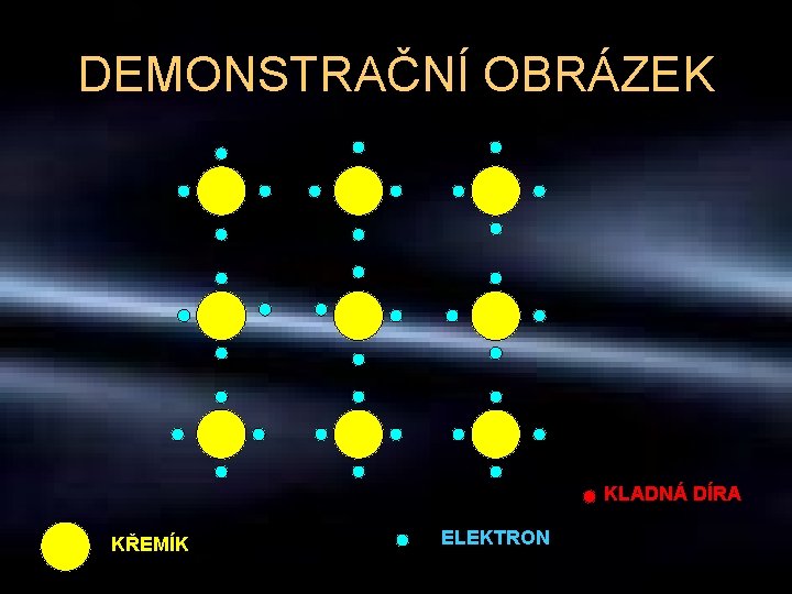 DEMONSTRAČNÍ OBRÁZEK KLADNÁ DÍRA KŘEMÍK ELEKTRON 