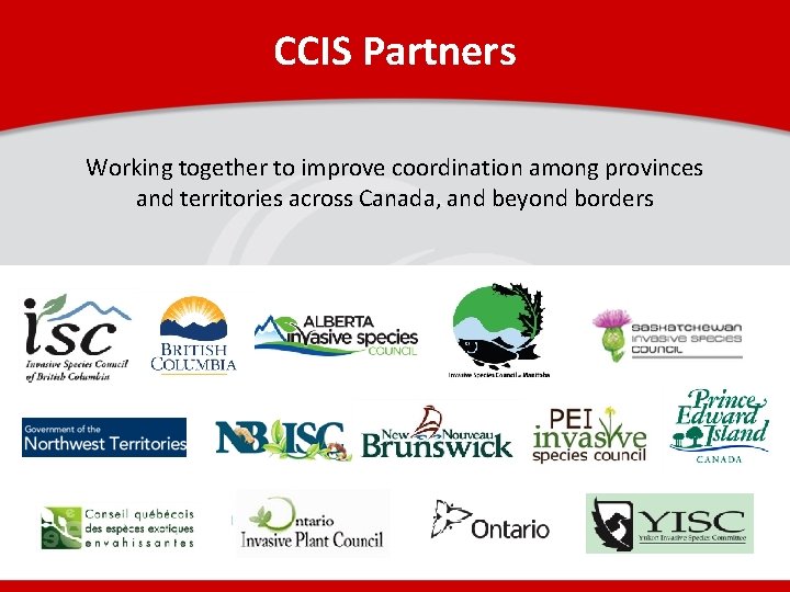 CCIS Partners Working together to improve coordination among provinces and territories across Canada, and