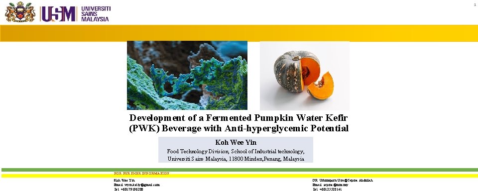 1 Development of a Fermented Pumpkin Water Kefir (PWK) Beverage with Anti-hyperglycemic Potential Koh