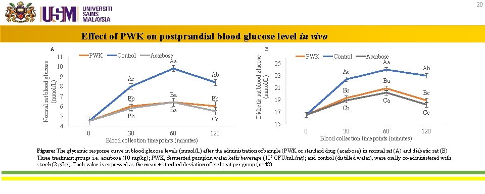 20 Effect of PWK on postprandial blood glucose level in vivo Normal rat blood
